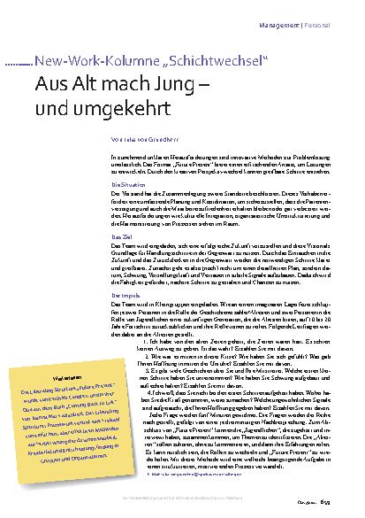 Vorschauseite 1: New-Work-Kolumne „Schichtwechsel“ Aus Alt mach Jung – und umgekehrt