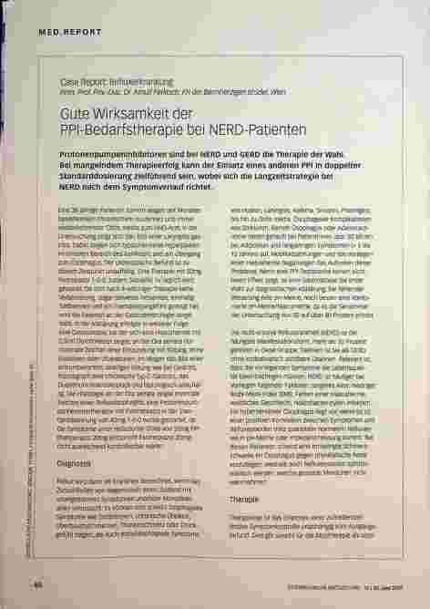 Vorschauseite 1: Gute Wirksamkeit der PPI-Bedarfstherapie bei NERD-Patienten
