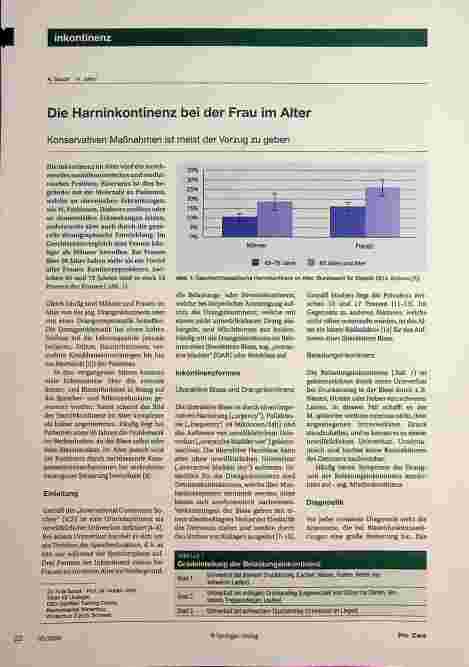 Vorschauseite 1: Die Harninkontinenz bei der Frau im Alter. Konservativen Maßnahmen ist meist der Vorzug zu geben.