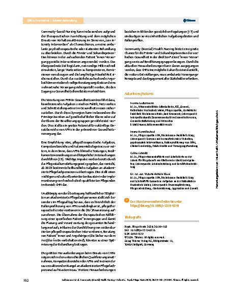 Vorschauseite 4: Community (Mental) Health Nursing – Zukunftsvision oder Wirklichkeit?