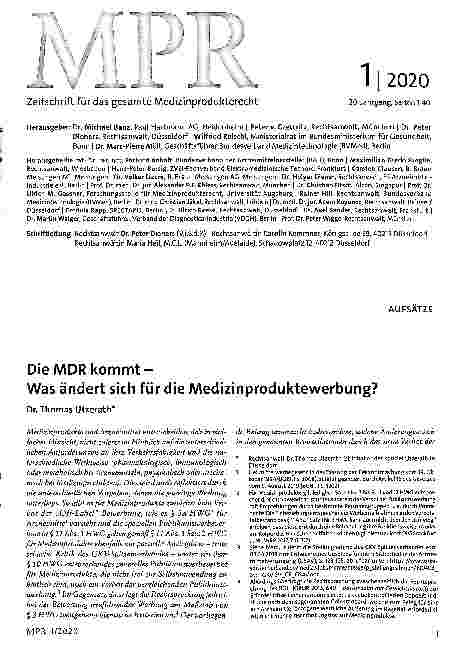 Vorschauseite 1: Die MDR kommt - Was ändert sich für die Medizinproduktewerbung?