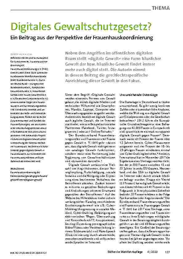 Vorschauseite 1: Digitales Gewaltschutzgesetz? Ein Beitrag aus der Perspektive der Frauenhauskoordinierung