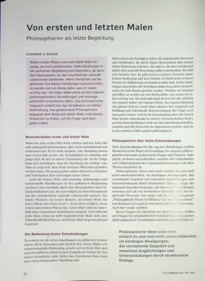 Vorschauseite 1: Von ersten und letzten Malen Philosophieren als letzte Begleitung