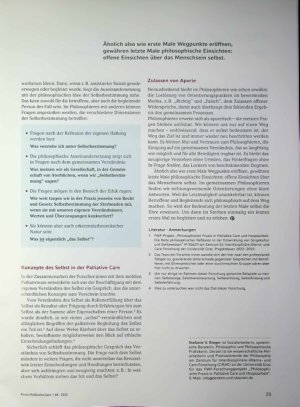 Vorschauseite 2: Von ersten und letzten Malen Philosophieren als letzte Begleitung