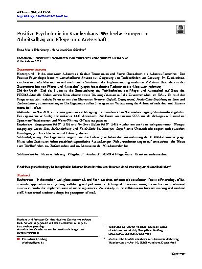 Vorschauseite 1: Positive Psychologie im Krankenhaus: Wechselwirkungen im Arbeitsalltag von Pflegeund Ärzteschaft