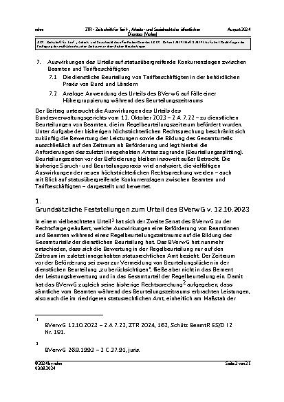 Vorschauseite 2: Rechtsfragen der Festlegung des maßstabsrelevanten Zeitraums in dienstlichen Beurteilungen.