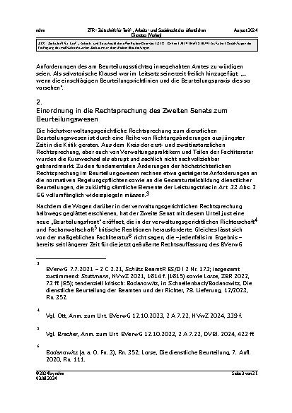 Vorschauseite 3: Rechtsfragen der Festlegung des maßstabsrelevanten Zeitraums in dienstlichen Beurteilungen.