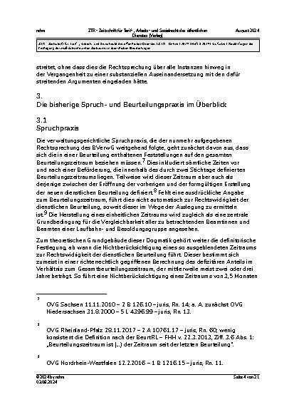 Vorschauseite 4: Rechtsfragen der Festlegung des maßstabsrelevanten Zeitraums in dienstlichen Beurteilungen.
