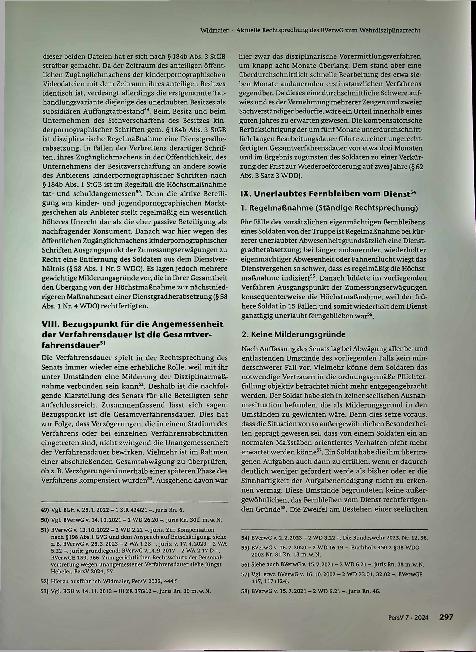 Vorschauseite 6: Aktuelle Rechtsprechung des BVerwG zum Wehrdisziplinarrecht. Ein Rechtsgebiet mit zunehmender Bedeutung und vielfältigen Aspekten.