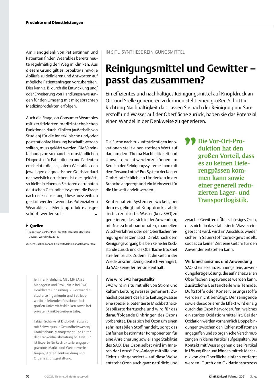 Vorschauseite 1: In Situ Synthese Reinigungsmittel: Reinigungsmittel und Gewitter – passt das zusammen?