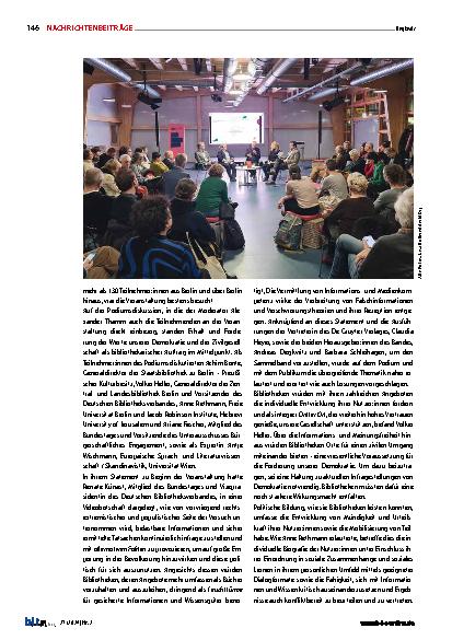 Vorschauseite 2: Bibliotheken fördern den Erhalt unserer Demokratie. Eine Podiumsdiskussion und ein Buch.