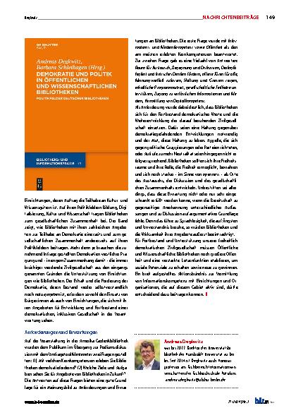Vorschauseite 5: Bibliotheken fördern den Erhalt unserer Demokratie. Eine Podiumsdiskussion und ein Buch.