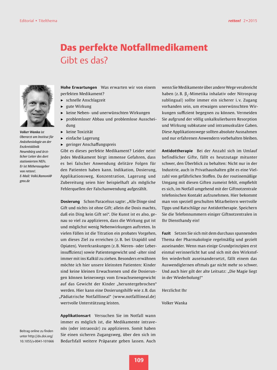 Vorschauseite 1: Das perfekte Notfallmedikament ? Gibt es das?