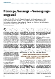 Vorschauseite 1: Fürsorge, Vorsorge – Versorgungsengpass?