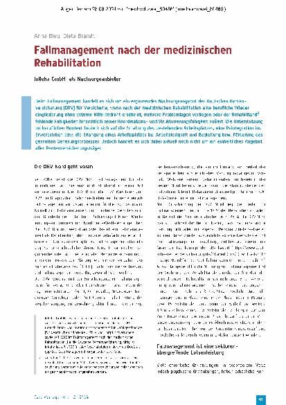 Vorschauseite 1: Fallmanagement nach der medizinischen Rehabilitation