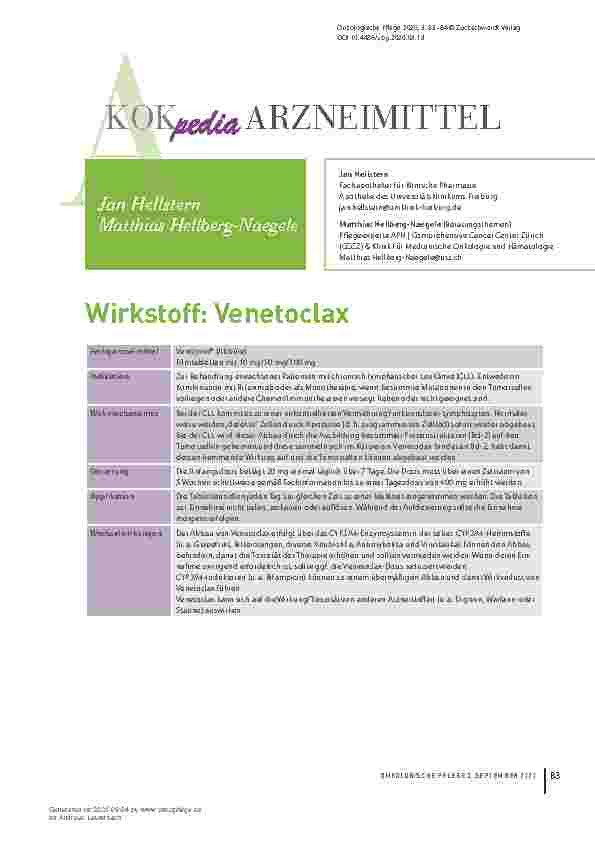 Vorschauseite 1: Wirkstoff: Venetoclax