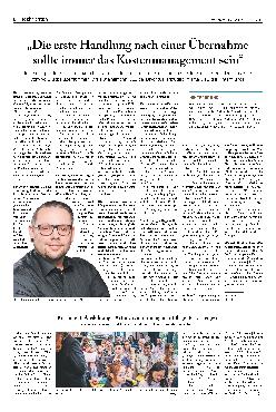 Vorschauseite 1: „Die erste Handlung nach einer Übernahme sollte immer das Kostenmanagement sein.“