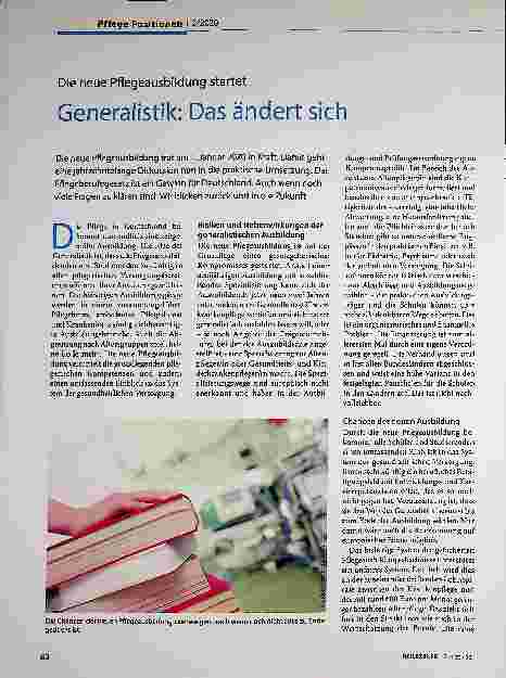 Vorschauseite 1: Die neue Pflegeausbildung startet Generalistik: Das ändert sich.