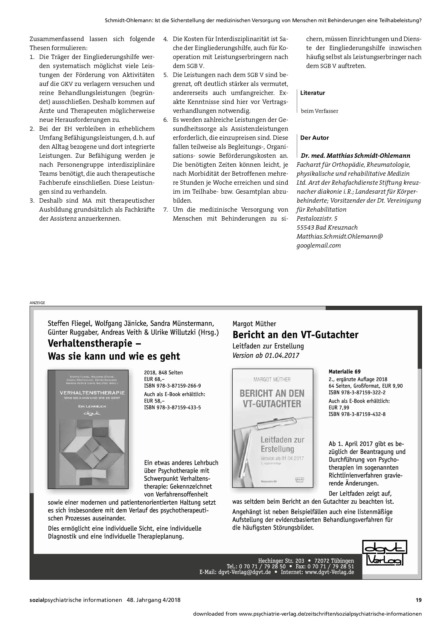 Vorschauseite 6: Ist die Sicherstellung der medizinischen Versorgung von Menschen mit Behinderungen eine Teilhabeleistung?