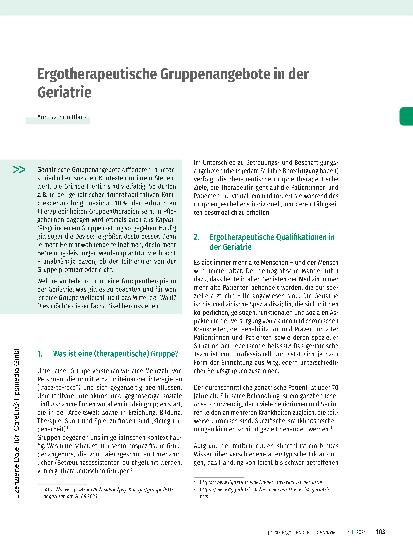 Vorschauseite 1: Ergotherapeutische Gruppenangebote in der Geriatrie