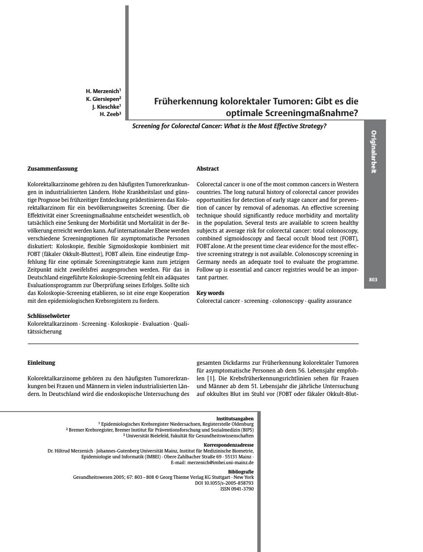 Vorschauseite 1: Früherkennung kolorektaler Tumoren: Gibt es die optimale Screeningmaßnahme?