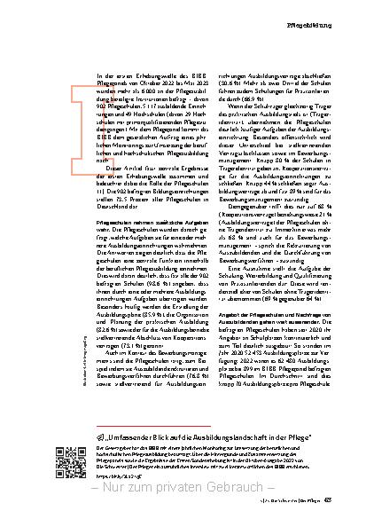 Vorschauseite 2: Erste Erhebung im BIBB-Pflegepanel
