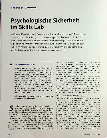 Vorschauseite 1: Psychologische Sicherheit im Skills Lab