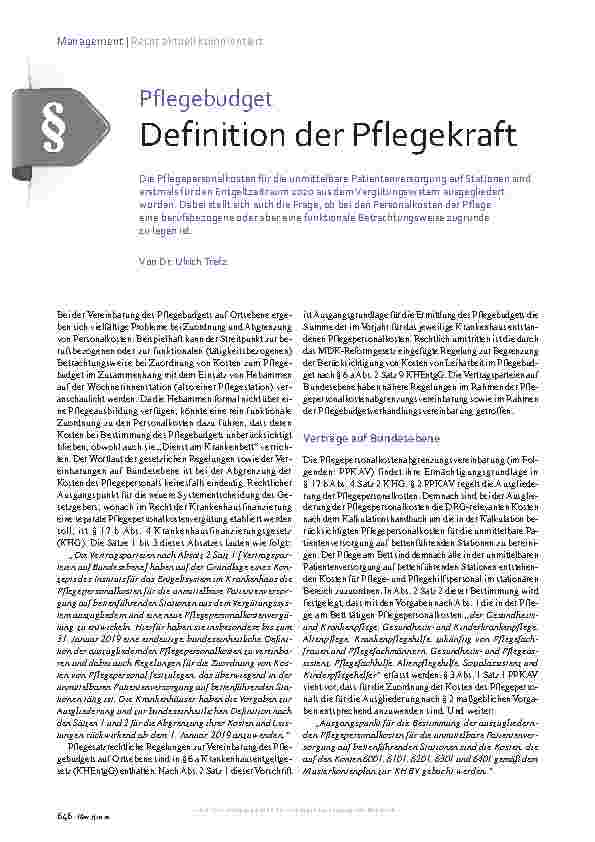 Vorschauseite 1: Pflegebudget Definition der Pflegekraft
