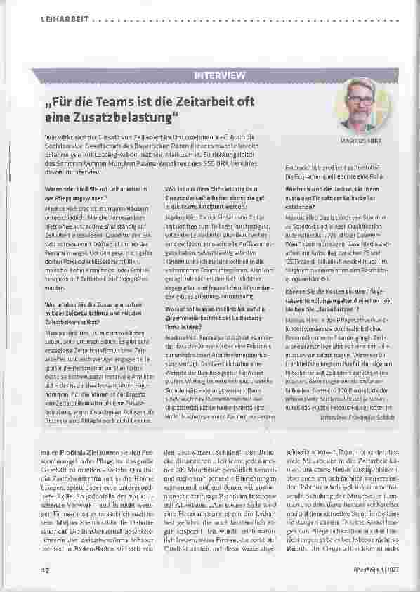 Vorschauseite 1: „Für die Teams ist die Zeitarbeit oft eine Zusatzbelastung.“