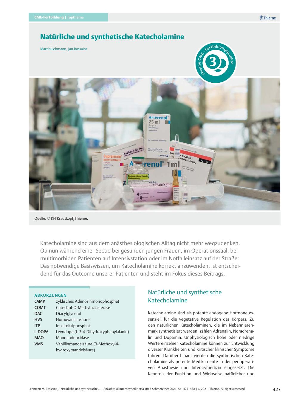 Vorschauseite 1: Natürliche und synthetische Katecholamine
