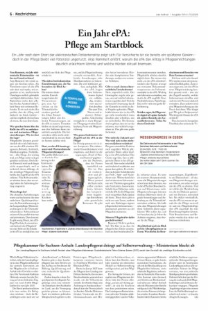 Vorschauseite 1: Ein Jahr ePA: Pflege am Startblock