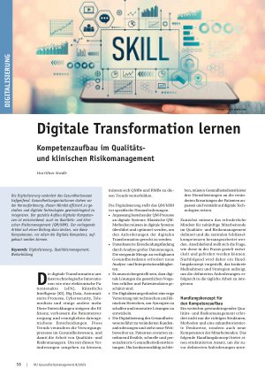 Vorschauseite 1: Digitale Transformation lernen Kompetenzaufbau im Qualitätsund klinischen Risikomanagement