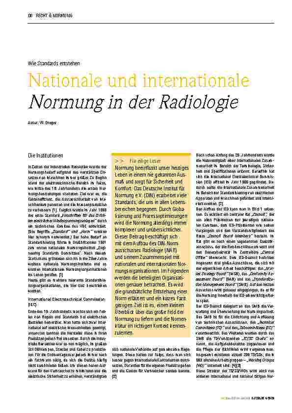 Vorschauseite 1: Nationale und internationale Normung in der Radiologie