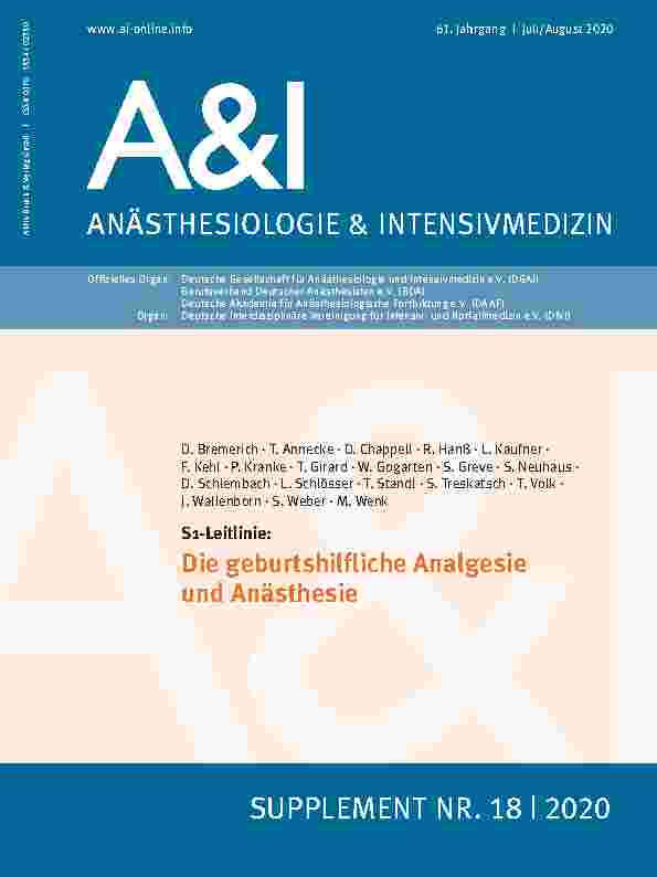 Vorschauseite 1: S1-Leitlinie: Die geburtshilfliche Analgesie und Anästhesie