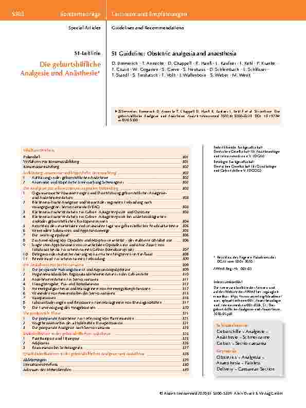 Vorschauseite 2: S1-Leitlinie: Die geburtshilfliche Analgesie und Anästhesie