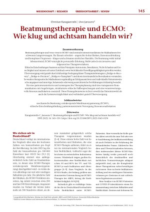 Vorschauseite 1: Beatmungstherapie und ECMO: Wie klug und achtsam handeln wir?