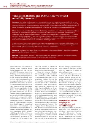 Vorschauseite 2: Beatmungstherapie und ECMO: Wie klug und achtsam handeln wir?