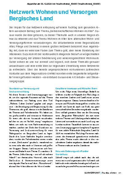 Vorschauseite 1: Netzwerk Wohnen und Versorgen Bergisches Land