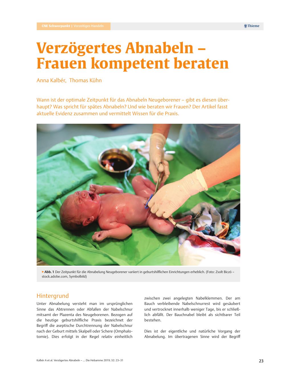 Vorschauseite 1: Verzögertes Abnabeln – Frauen kompetent beraten