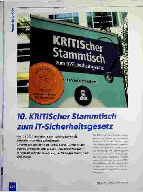 Vorschauseite 1: 10. KRITIScher Stammtisch zum IT-Sicherheitsgesetz