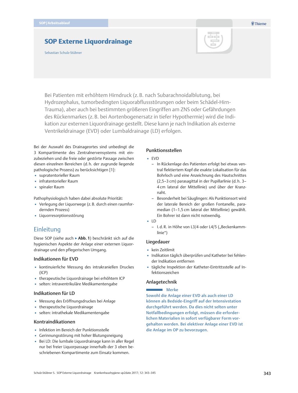 Vorschauseite 1: SOP Externe Liquordrainage