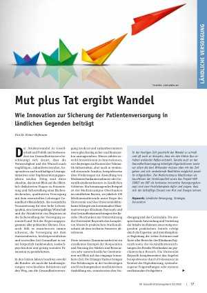 Vorschauseite 1: Mut plus Tat ergibt Wandel Wie Innovation zur Sicherung der Patientenversorgung in ländlichen Gegenden beiträgt