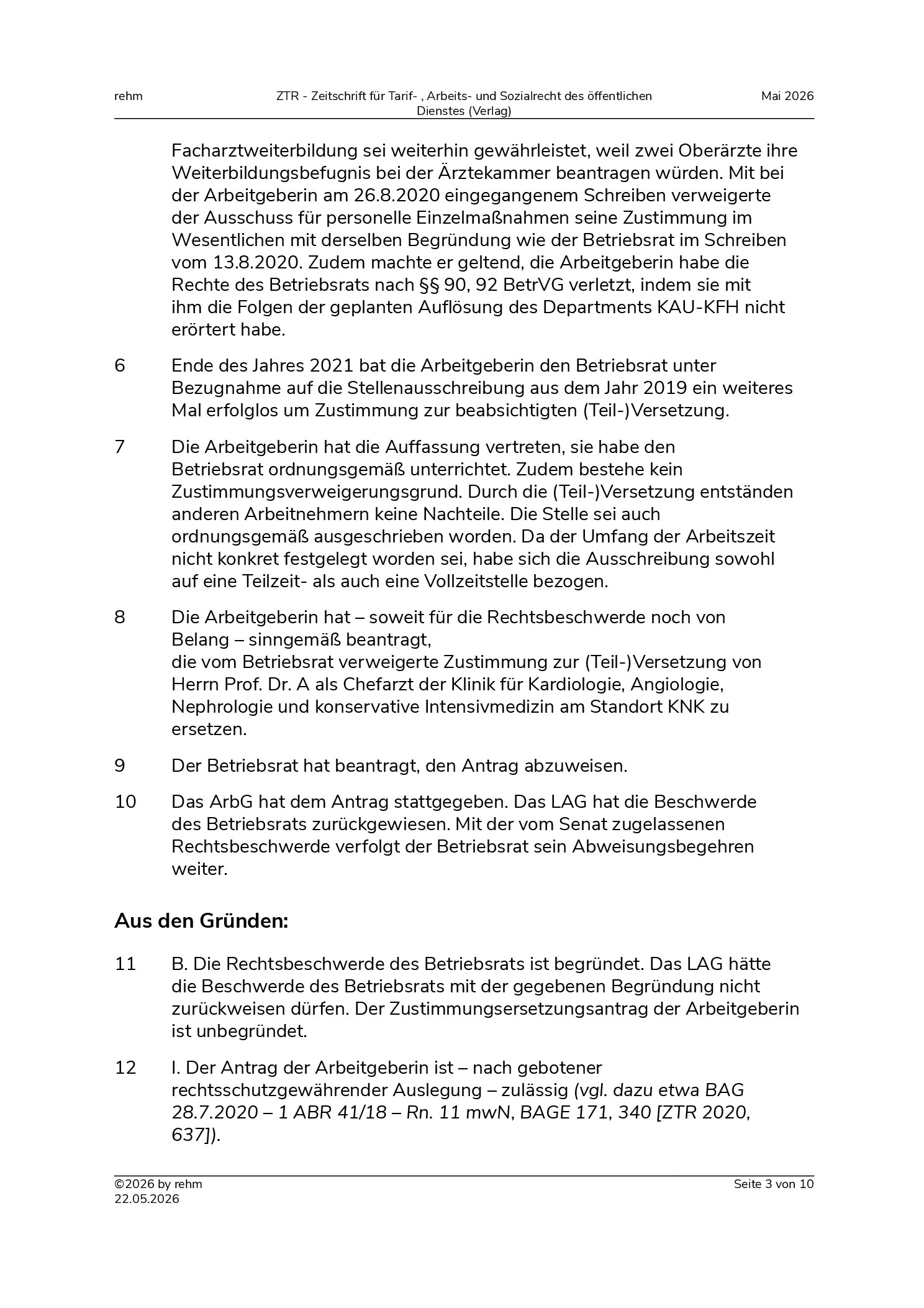 Vorschauseite 3: Personelle Maßnahme – innerbetriebliche Stellenausschreibung