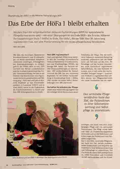 Vorschauseite 1: Überführung der HöFa 1 in die Höheren Fachprüfungen HFP: Das Erbe der HöFa 1 bleibt erhalten.
