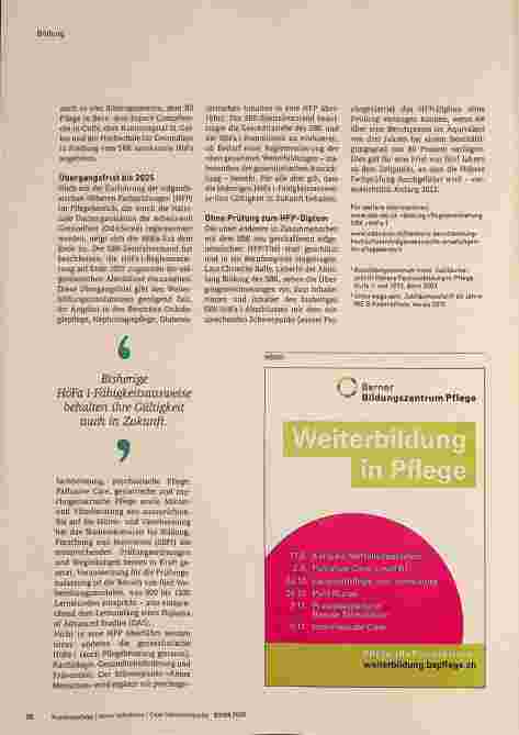 Vorschauseite 3: Überführung der HöFa 1 in die Höheren Fachprüfungen HFP: Das Erbe der HöFa 1 bleibt erhalten.