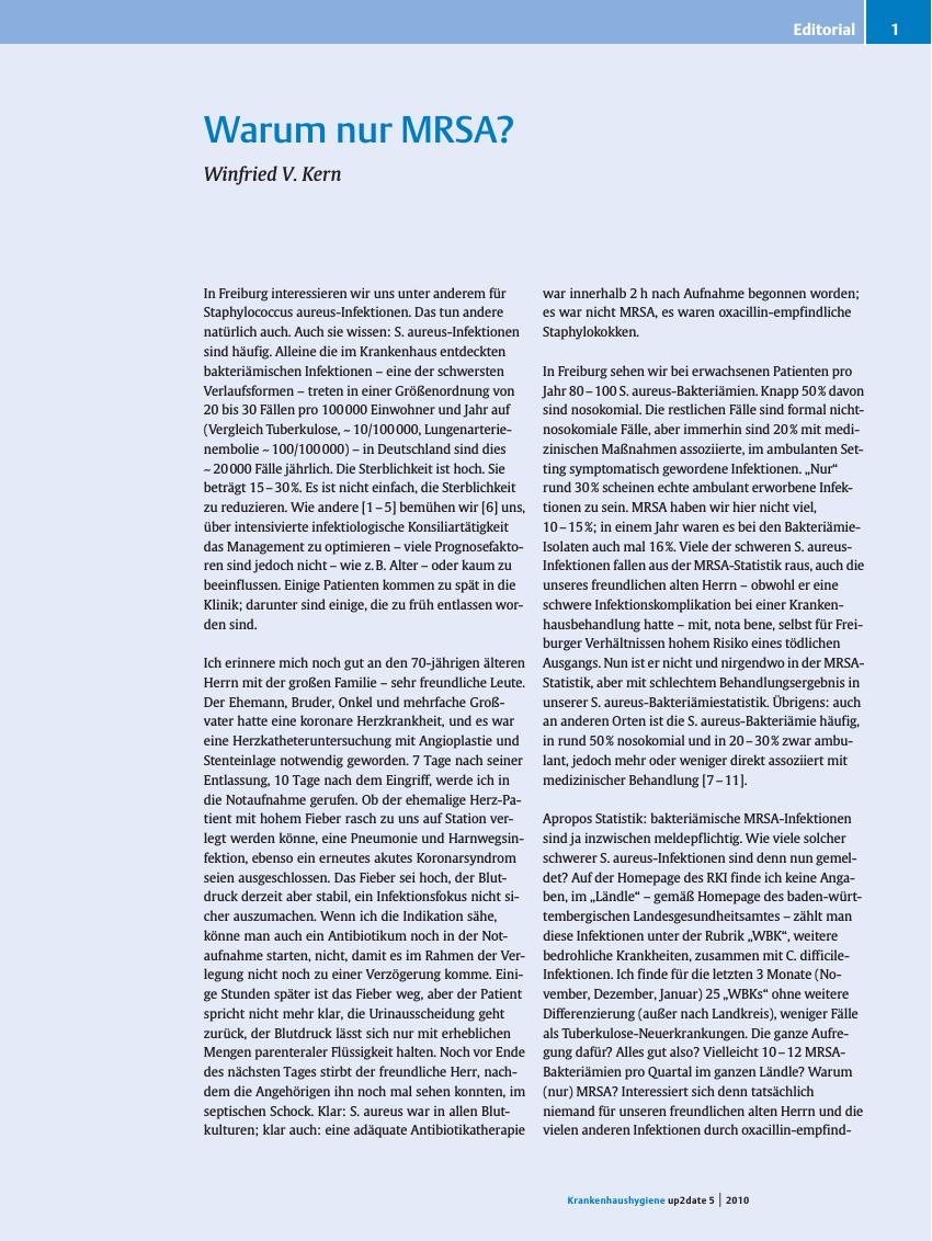Vorschauseite 1: Warum nur MRSA?