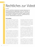 Vorschauseite 1: Rechtliches zur Videotherapie - ein Überblick