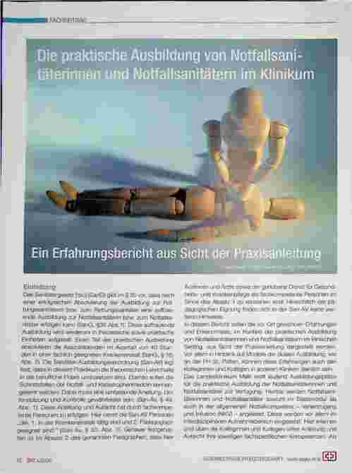 Vorschauseite 1: Die praktische Ausbildung von Notfallsanitäterinnen und Notfallsanitätern im Klinikum: Ein Erfahrungsbericht aus Sicht der Praxisanleitung.