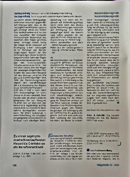 Vorschauseite 1: Zu einer asymptomatisch verlaufenden Hepatitis C-Infektion als Berufskrankheit.