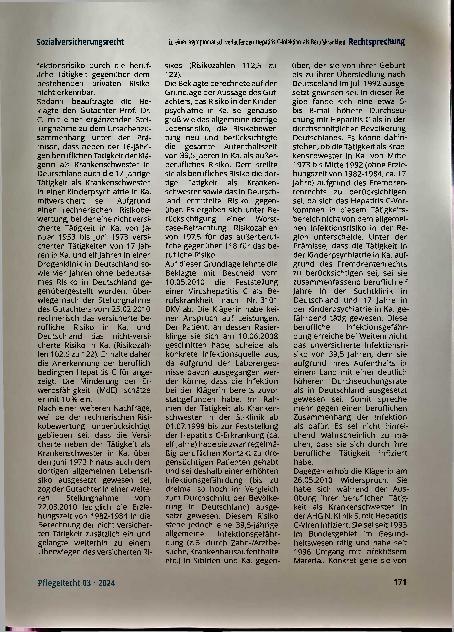 Vorschauseite 4: Zu einer asymptomatisch verlaufenden Hepatitis C-Infektion als Berufskrankheit.